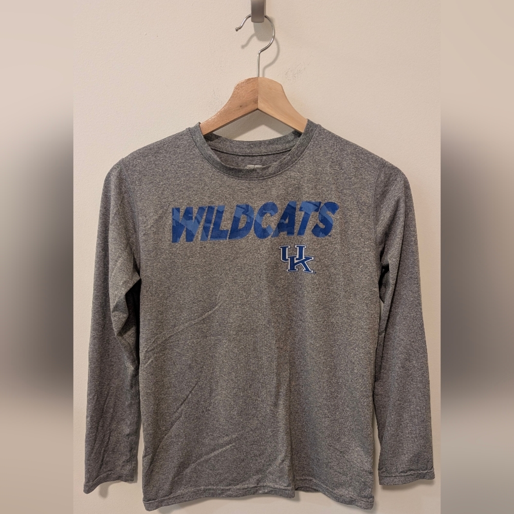 University Of Kentucky UK Wildcats Gray Long Sleeve Athletic T-shirt Boys Medium